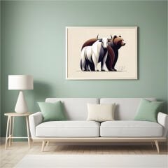 Beyaz Kahverengi Ayı & Boğa Posteri (ÇERÇEVESİZ)