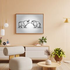 Lining Siyah Beyaz Ayı Boğa Posteri (ÇERÇEVESİZ)
