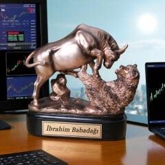Kişiselleştirilebilir Dekoratif Ayı & Boğa Heykeli | Finans Ofis Masaüstü ve Kişiye Özel Ev Dekor Ürünü